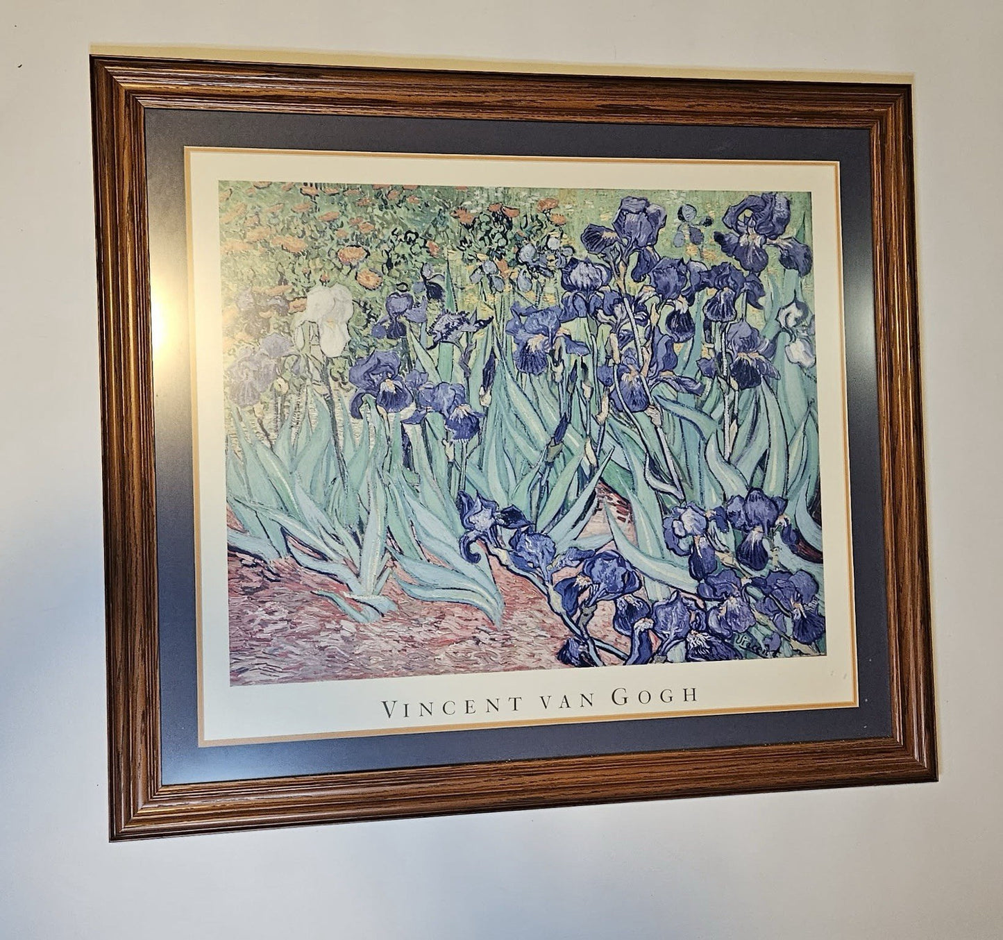 Large Framed Vincent Van Gogh Irises Print Wall Art 36x32