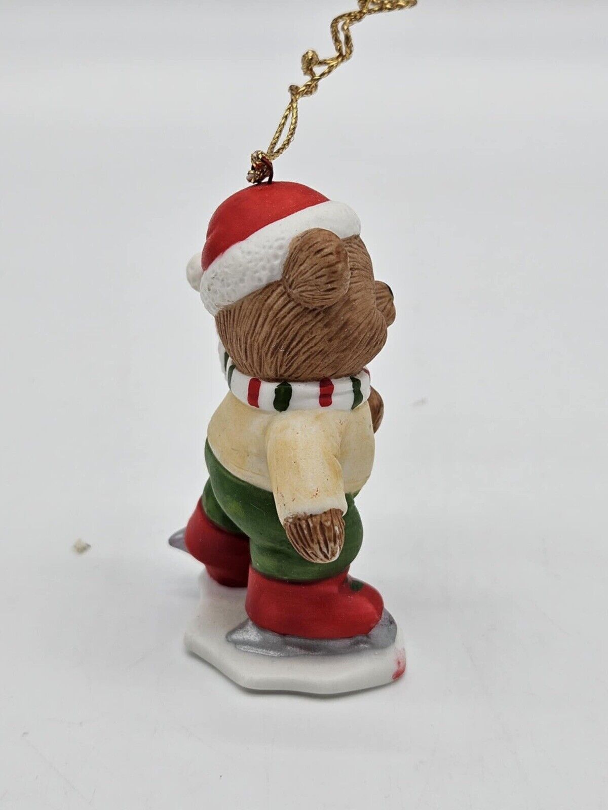 Vintage Pair Homco Bear Christmas Ornaments Skater Skier 5513 Home Interiors