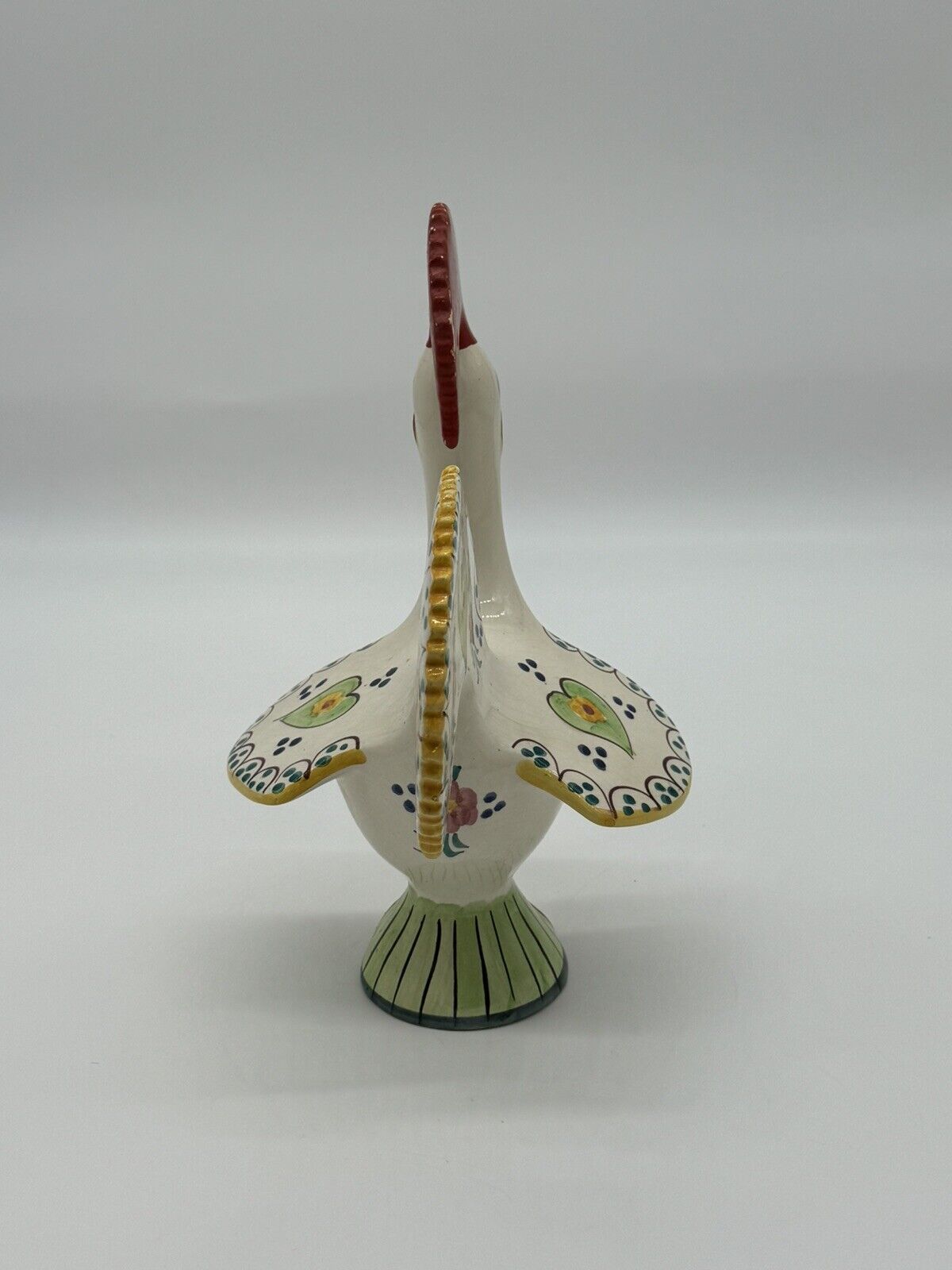 Vintage Portugal Folk Art Ceramic Good Luck Rooster Alcobaca Hand Painted