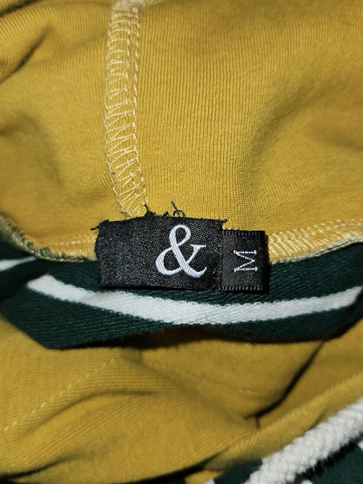 Striped Green Collection & Mustard Yellow Double Hooded Sweater sz M