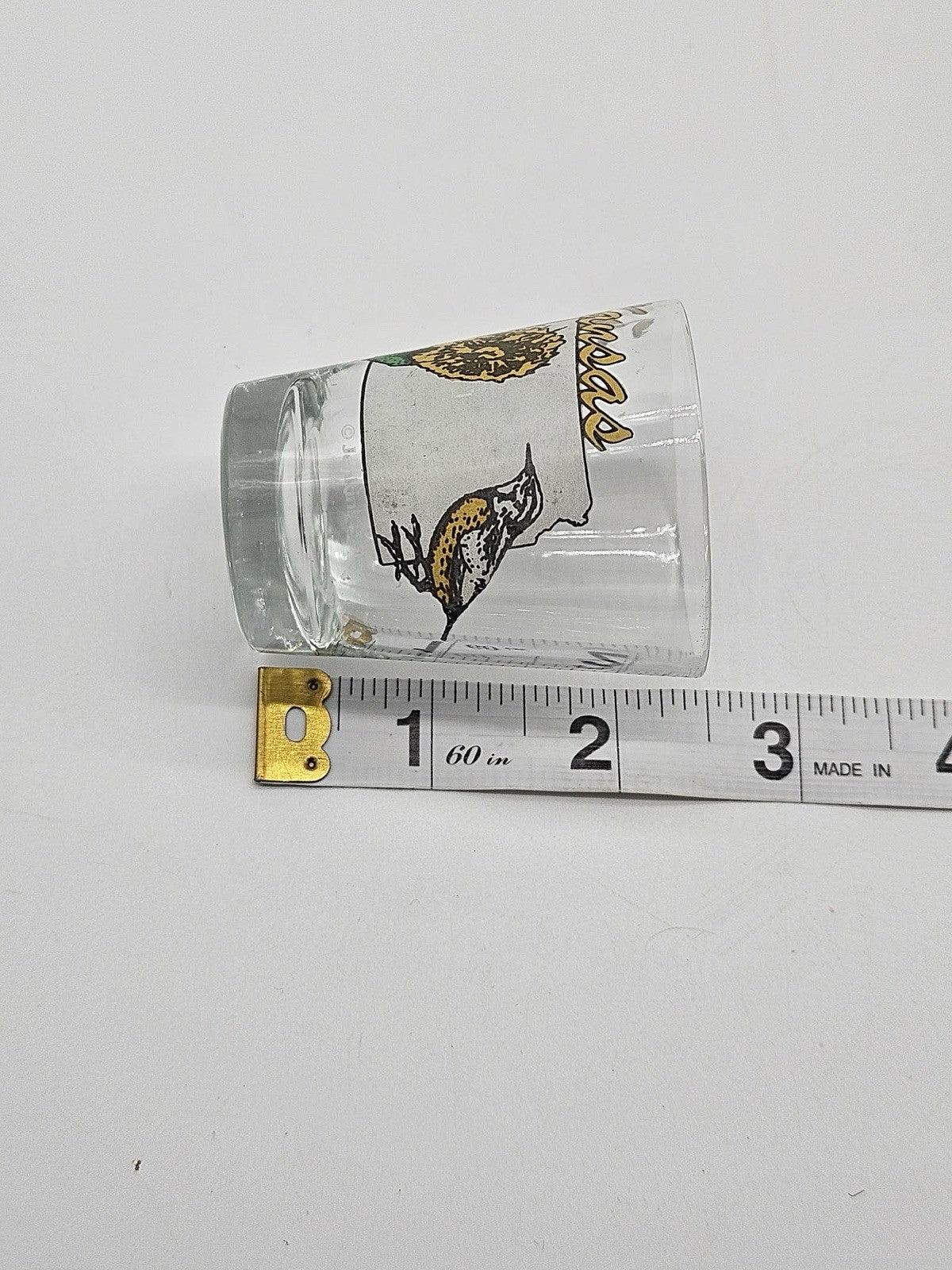KANSAS SHOT GLASS STATE FLOWER BIRD OUTLINE VINTAGE TRAVEL SOUVENIR JENKINS ENT.