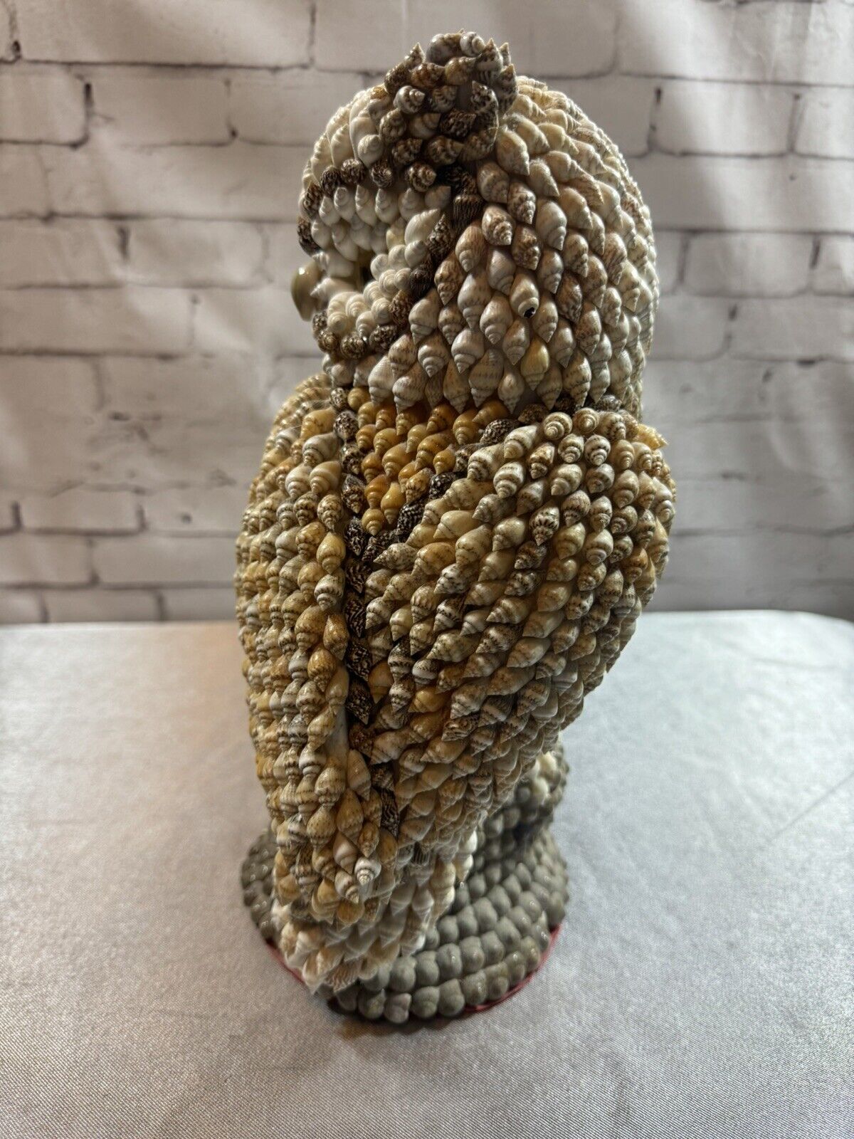 Vtg Handcrafted Sea Shell Folk Art Sculpture Owl Statue Figurine 11" VHD QCC