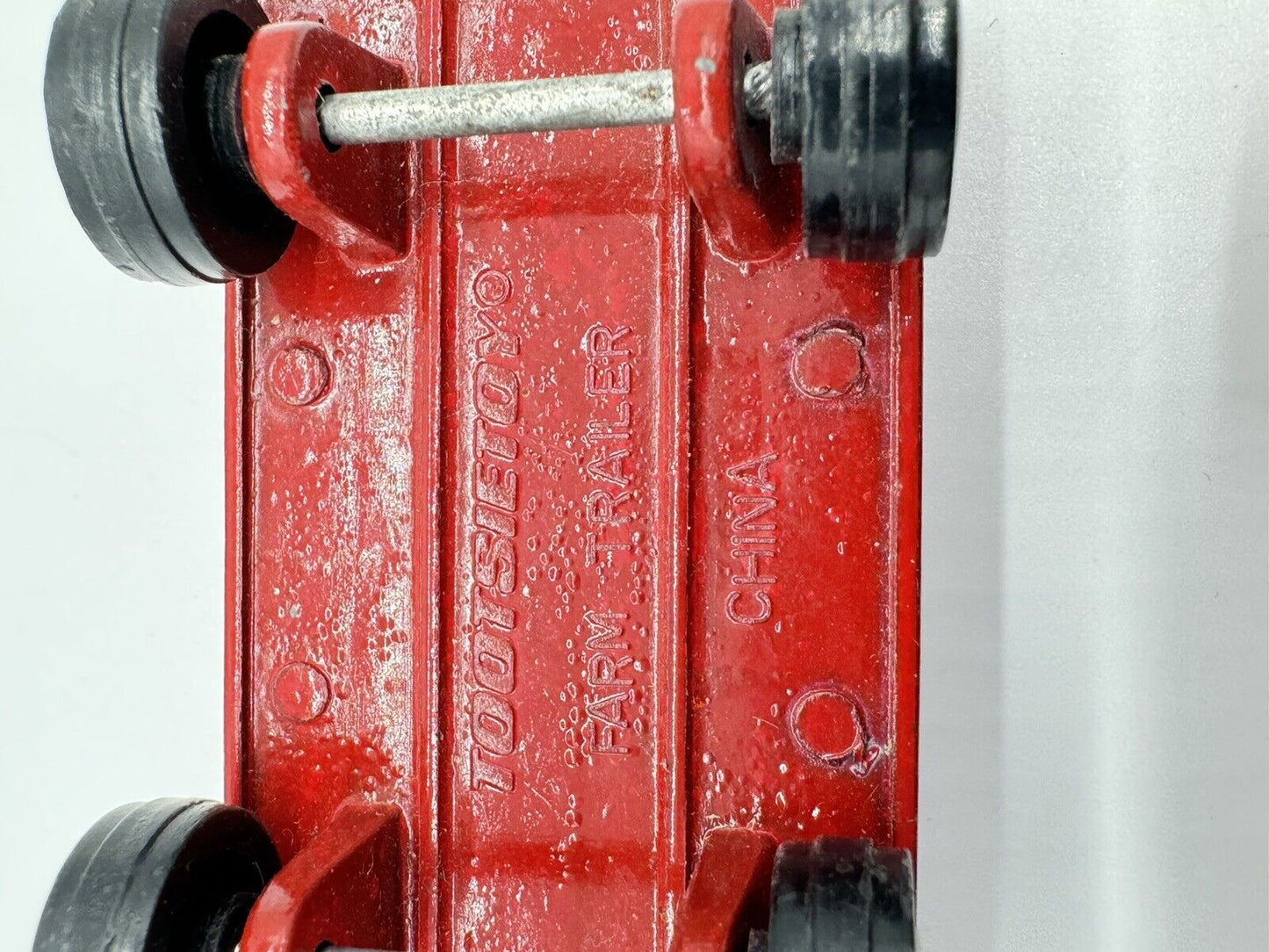 (2) Tootsie Toy Red Farm Trailer Diecast Metal 1/64 ~ One Handle Broken