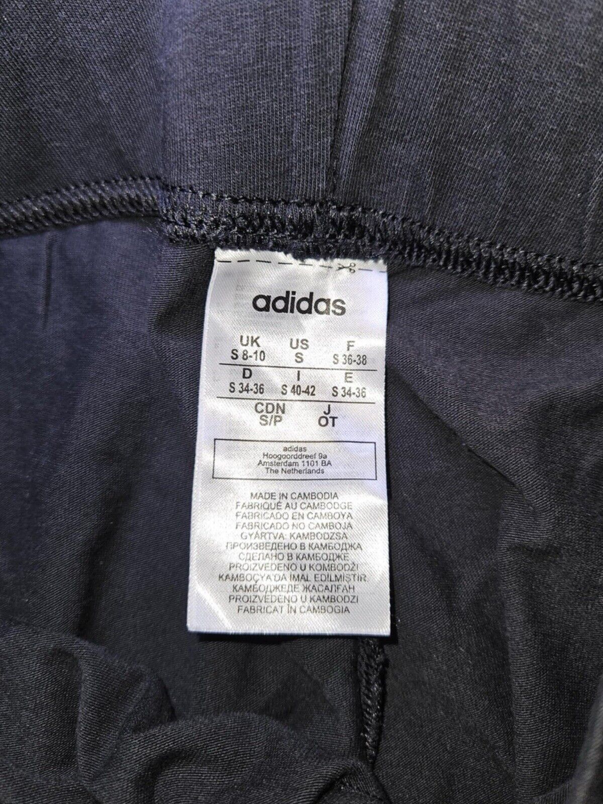 ADIDAS White Linear Logo Black Leggings Size S Women's Activewear High Rise