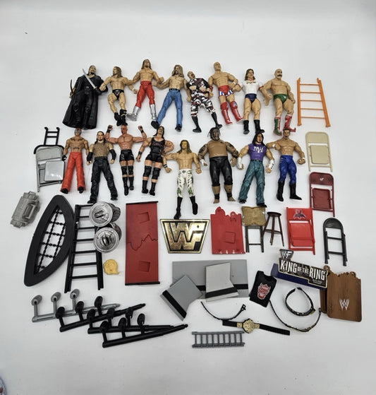 WWE WWF Vintage Wrestling Action Figure Lot w/ Accessories 