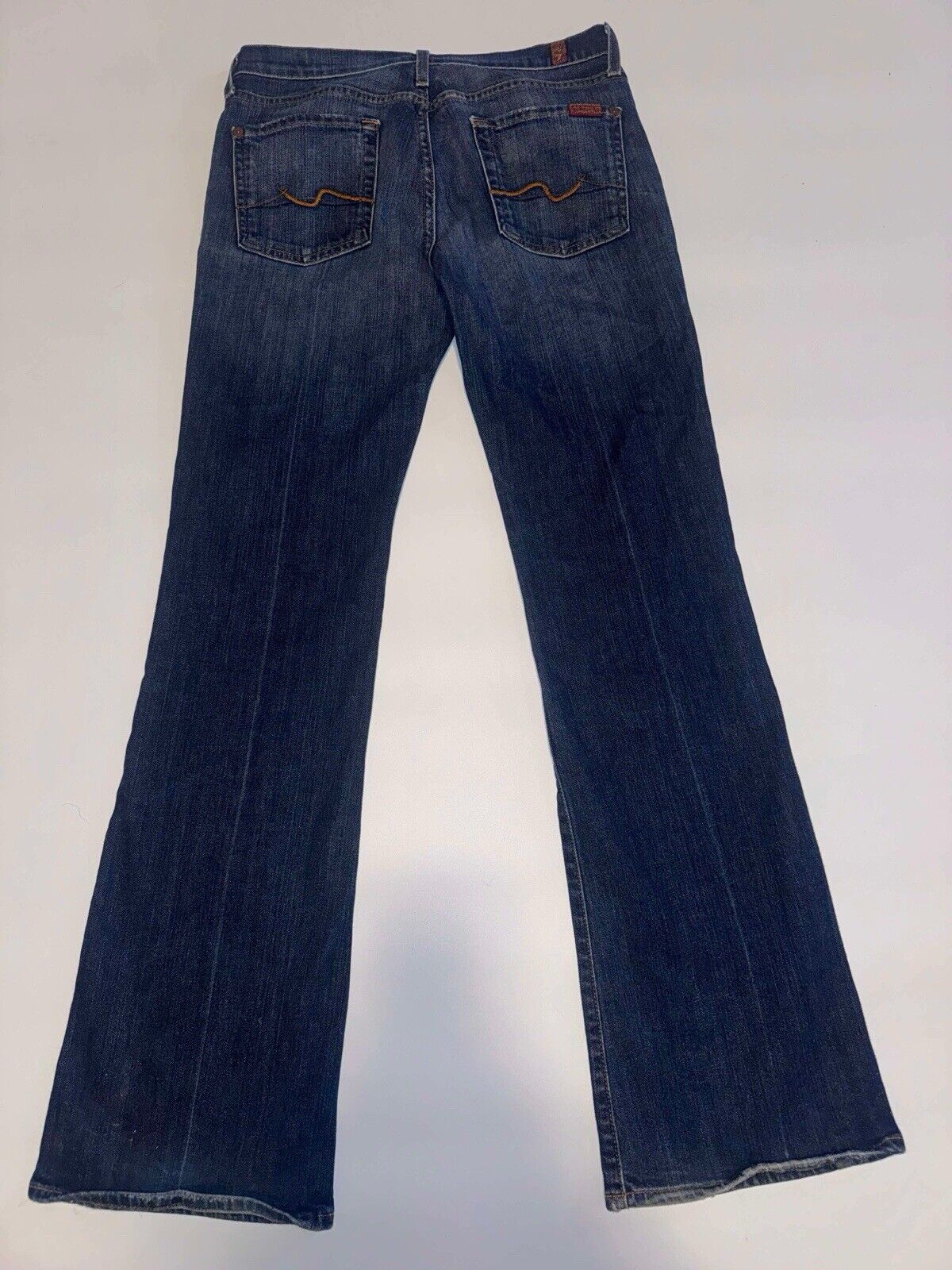 7 FOR ALL MANKIND Low-Rise Light Blue Wash Denim Bootcut Jeans Bottoms (Sz 28)