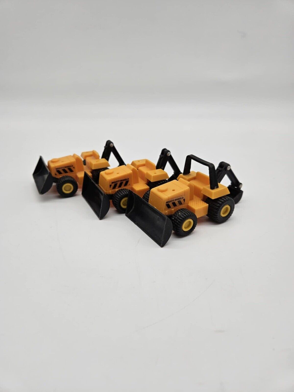 3 Soma Mighty Wheels Yellow Digger Bulldozer Front Loader Excavator  Plastic Toy