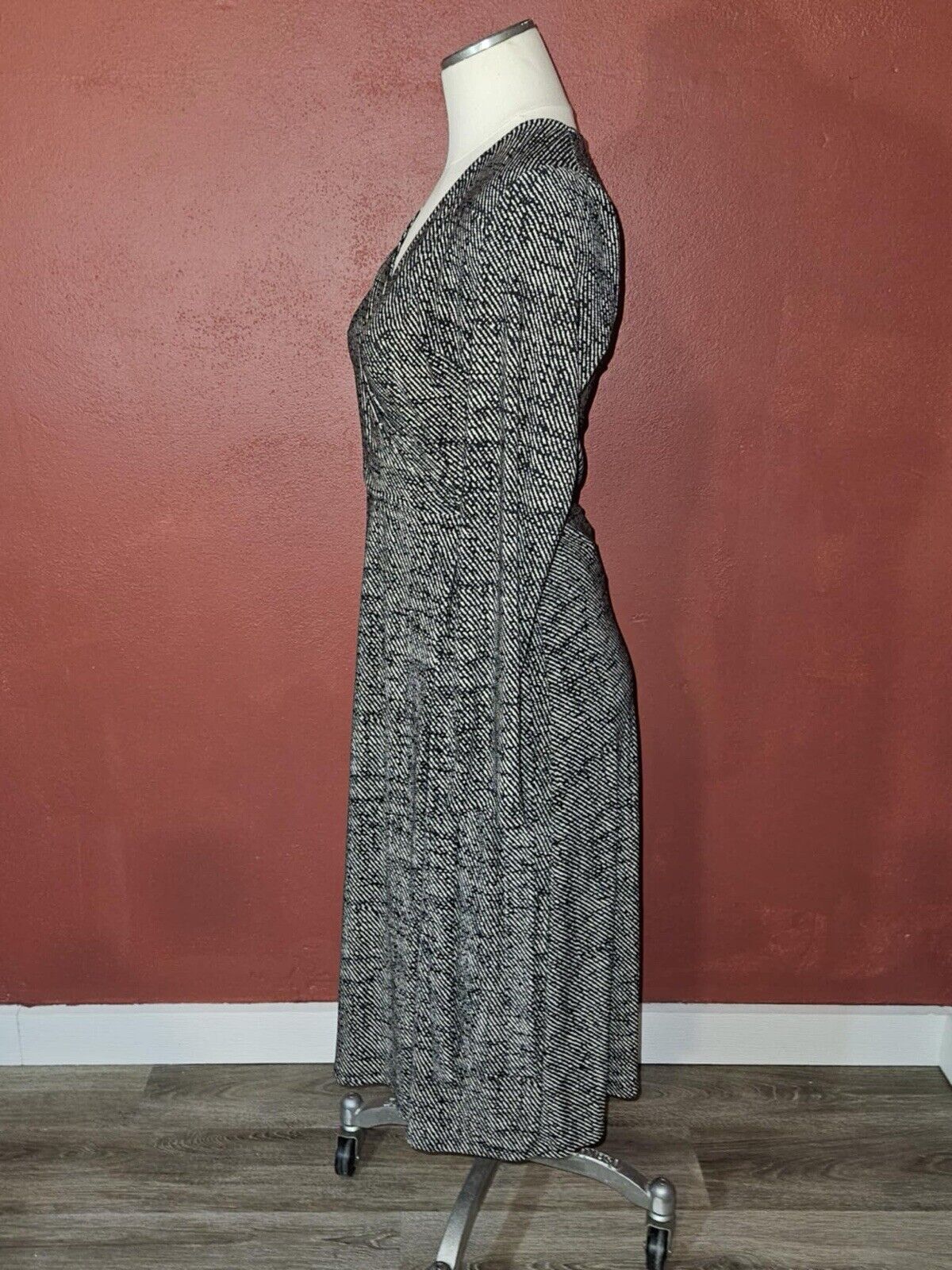 Chap’s Long Steve Slimming Printed Dress Black/White Size S WCLTH