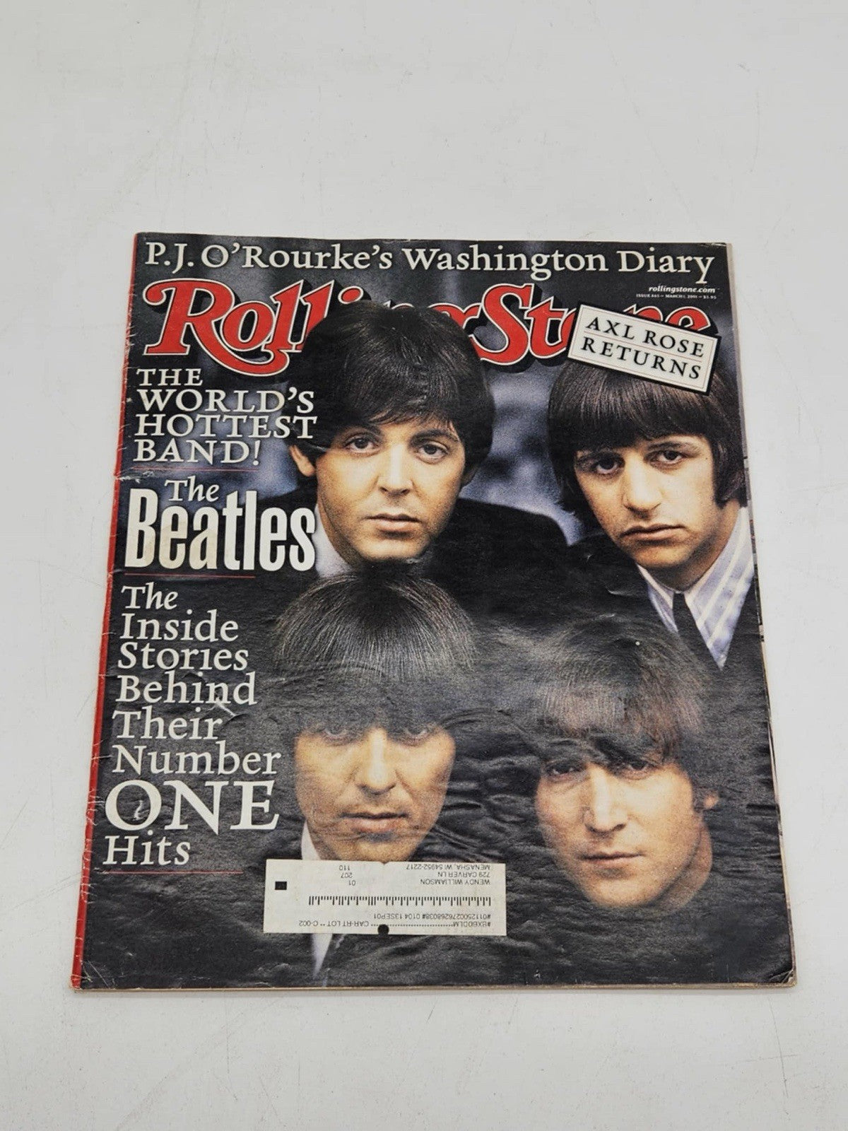 Rolling Stone Magazine The Beatles issue Their #1 Hits #863 March 2001 Axl Rose