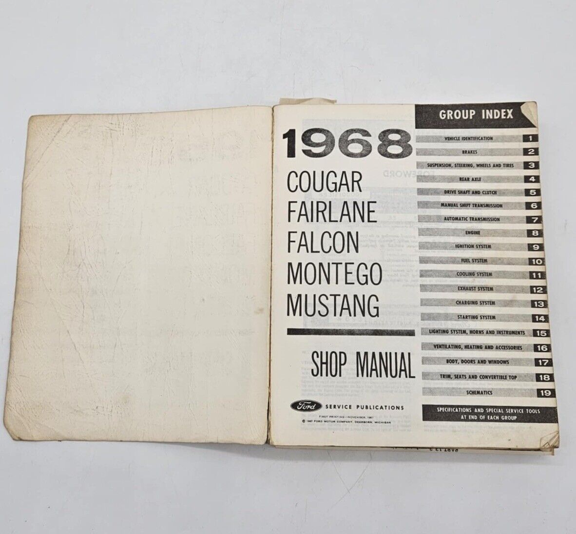 Original 1968 FORD MUSTANG FALCON FAIRLAINE MERCURY MONTEGO COUGAR SHOP MANUAL