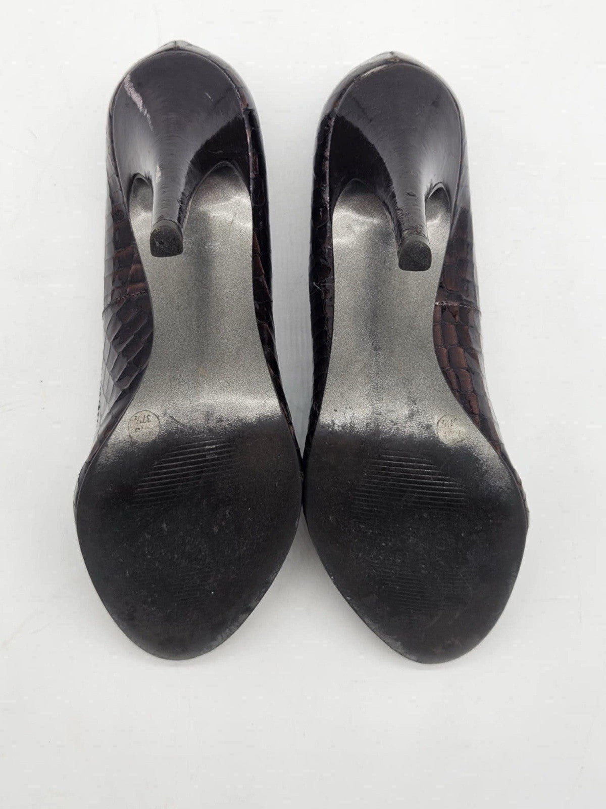 Jessica Simpson 7.5 Women Leather Pumps Alligator Print Brown