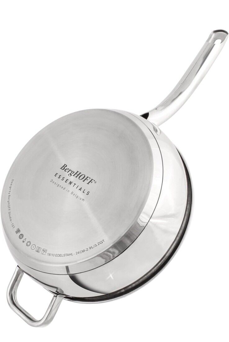 BergHOFF Belly Shape 18/10 Stainless Steel 12Pc Cookware Set, Glass Lids