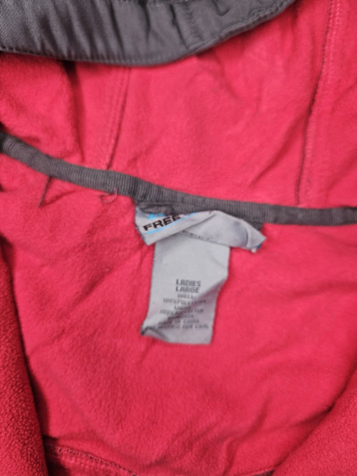 Free Country Jacket Women size L Red Zip Pockets Fleece Lined Hooded Activewear