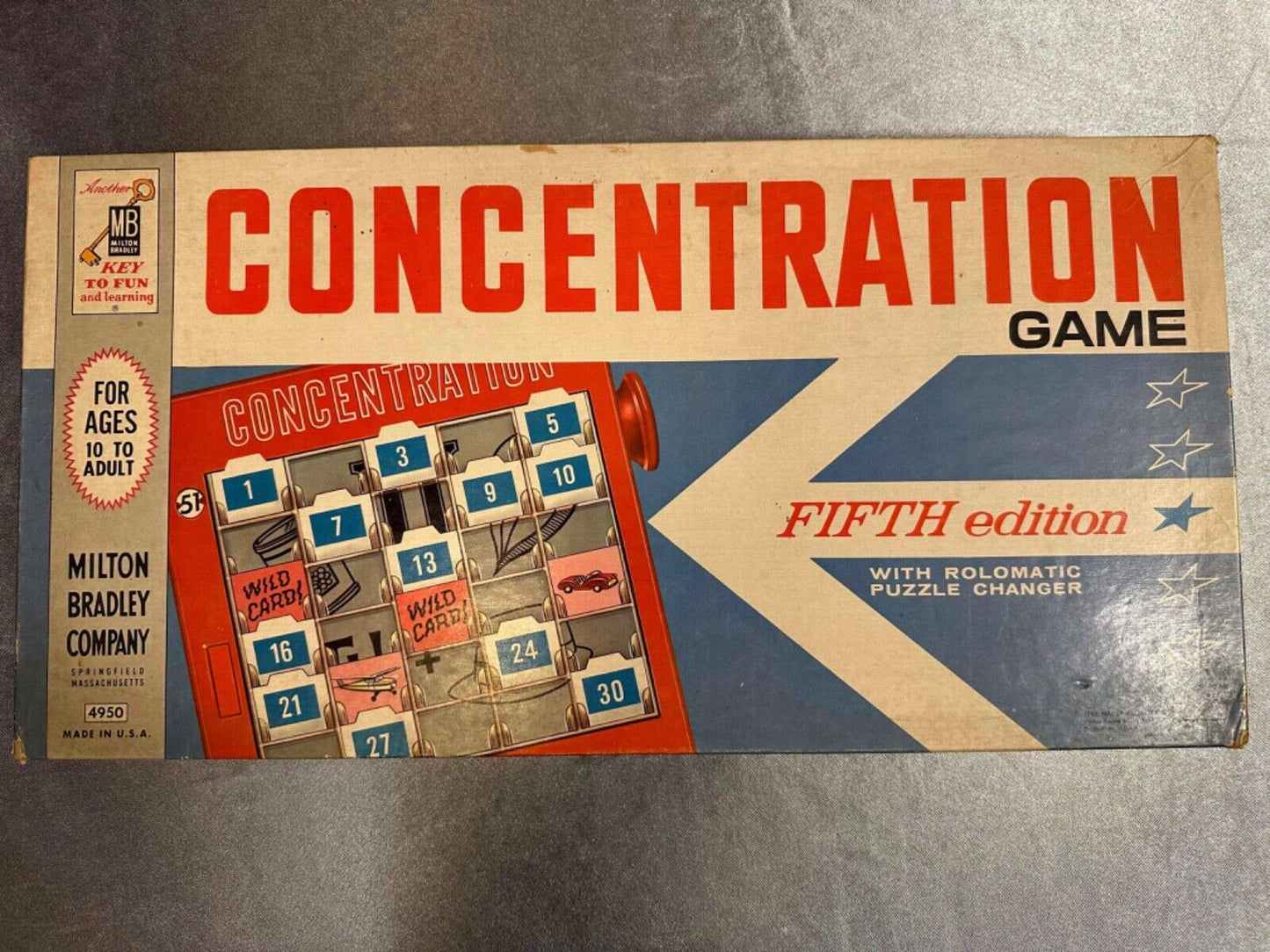 Milton Bradley Org Concentration Board Game MCM 5th Edition 1962 #4950 VGM