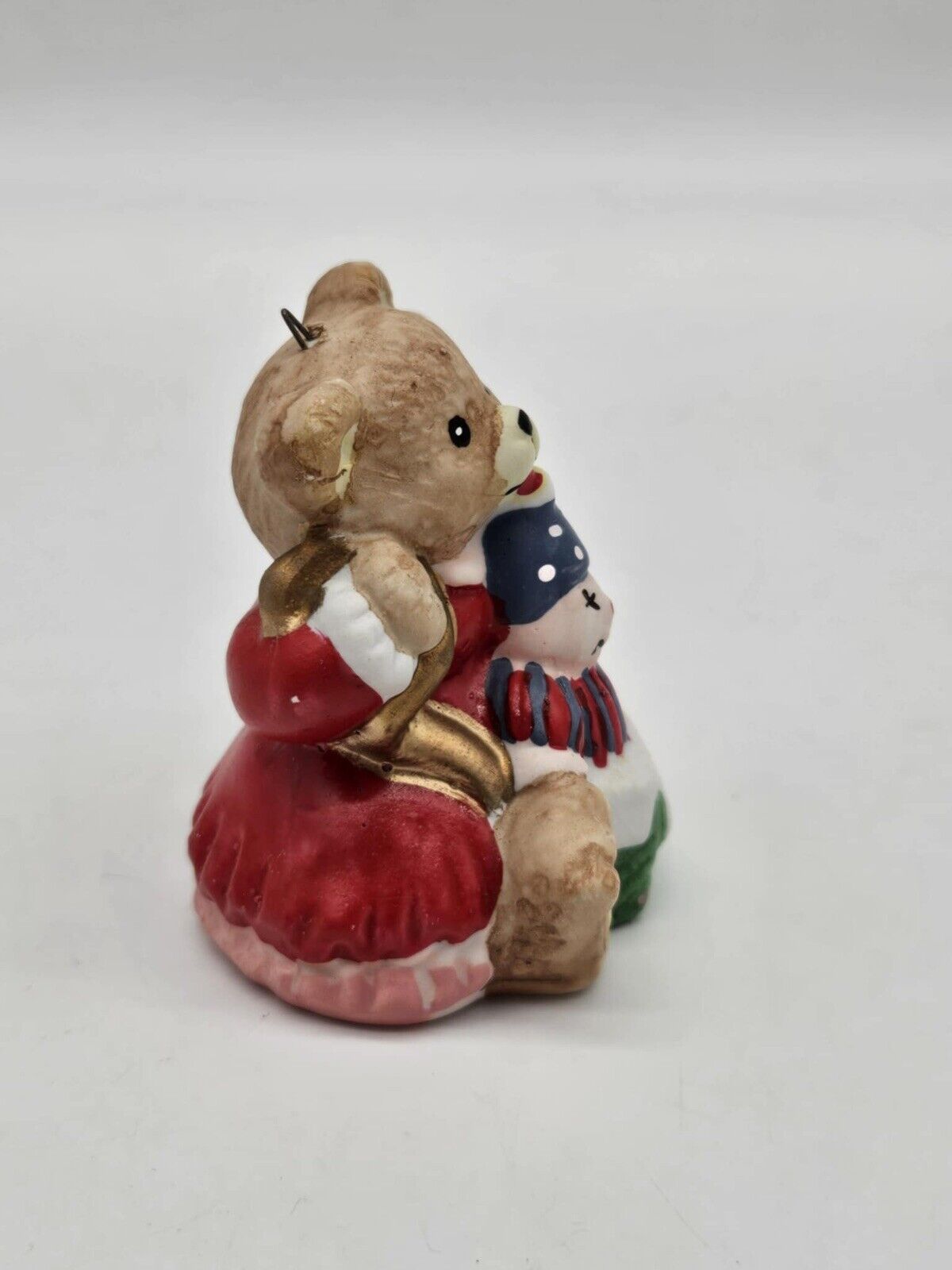 Christmas Decoration Ornament Teddy Bear w/ Jack In The Box Poly-Resin 3"x4"