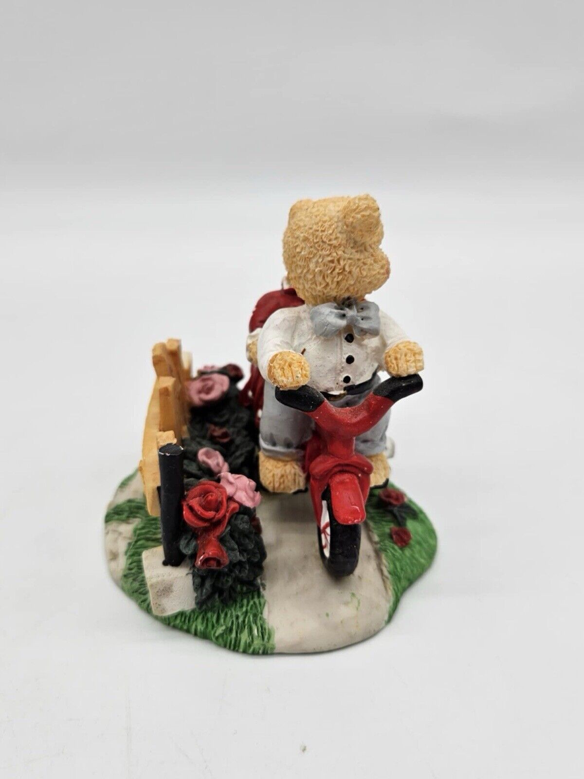 Vintage Valentine Bears Riding Bike Figurine