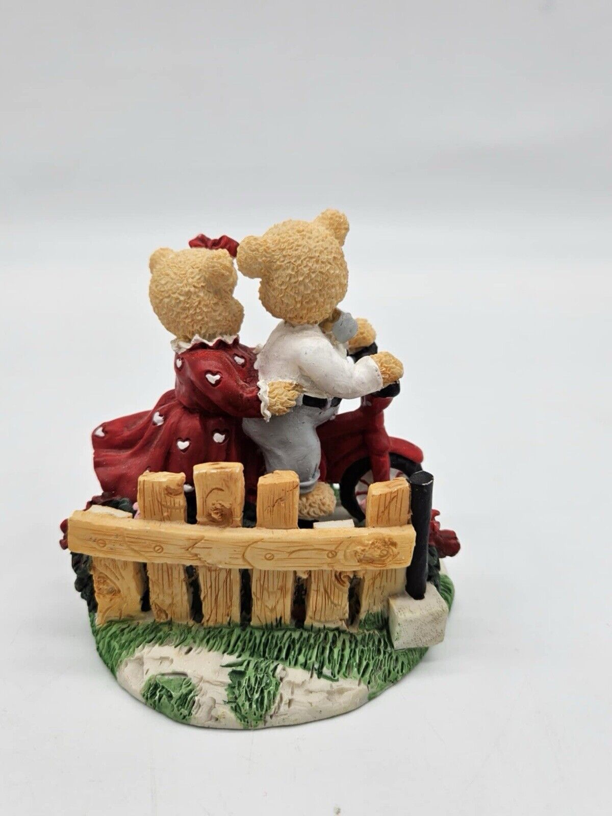 Vintage Valentine Bears Riding Bike Figurine