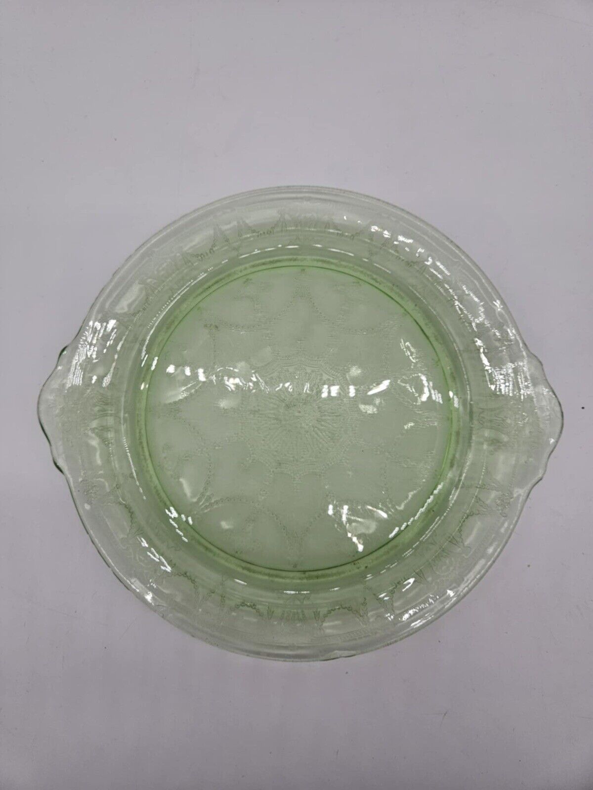 2 Vintage Uranium Glassware Pieces & One Vintage Textured Green Glass Bowl