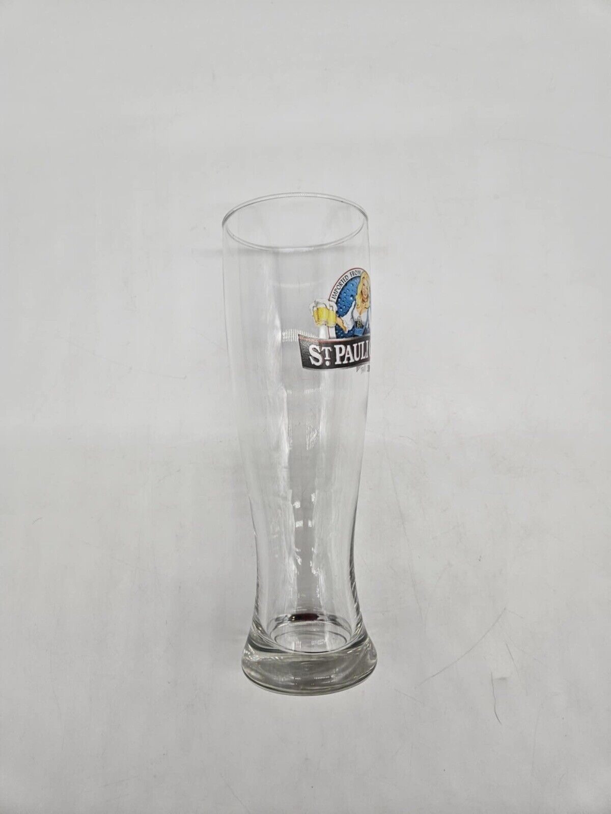 Vintage St Pauli Girl Pilsner Beer 8.5" 16 oz  Clear Glass Bremen Germany