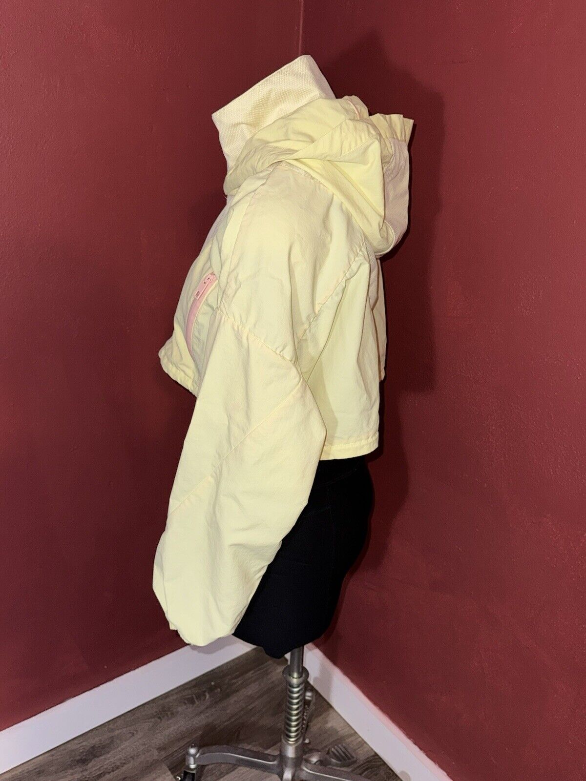 Zara Jacket Womens Sz L Yellow Windbreaker Cropped Colorful Neon Retro 90s WCLTH