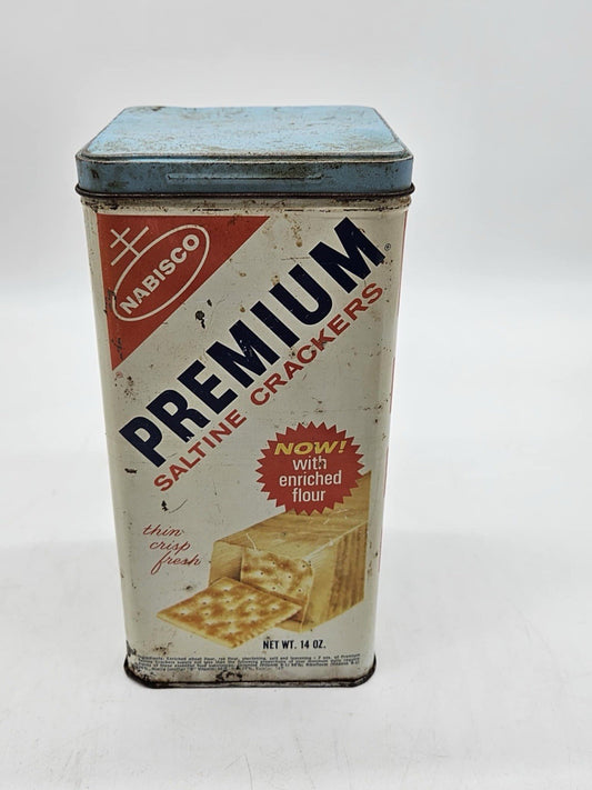 Vintage NABISCO  Premium Saltine Crackers  1969 Empty 14 Oz Tin