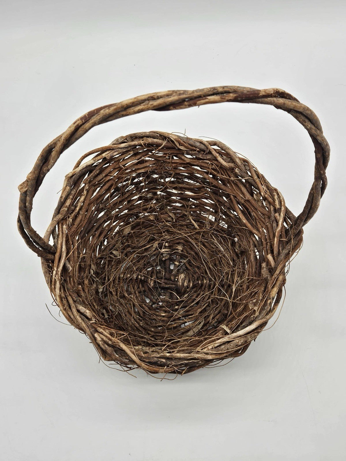 Vintage Small Brown Hand Made Basket 11" x 8" x 7.5"