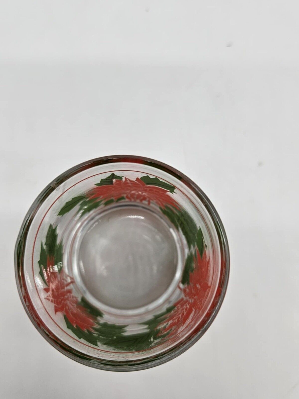 Vtg Poinsettia Shot Glass Candle Holder Votives - Holiday Christmas