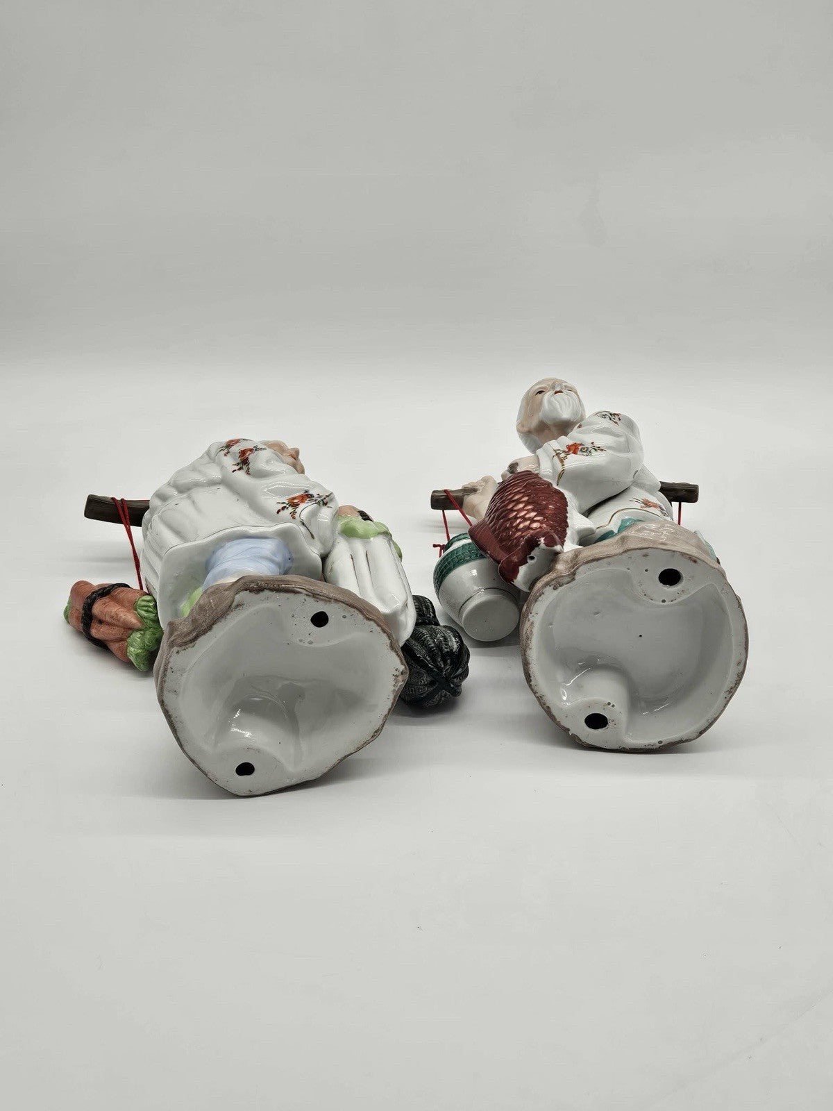 Heavy Weight 1960s 13.5-14" Rare Ceramic Porcelain Old Chinese Couple Working