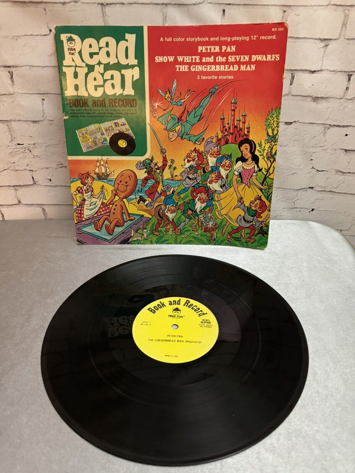 Peter Pan, Snow White, Gingerbread Man Vinyl LP Book & Record Peter Pan BR 504