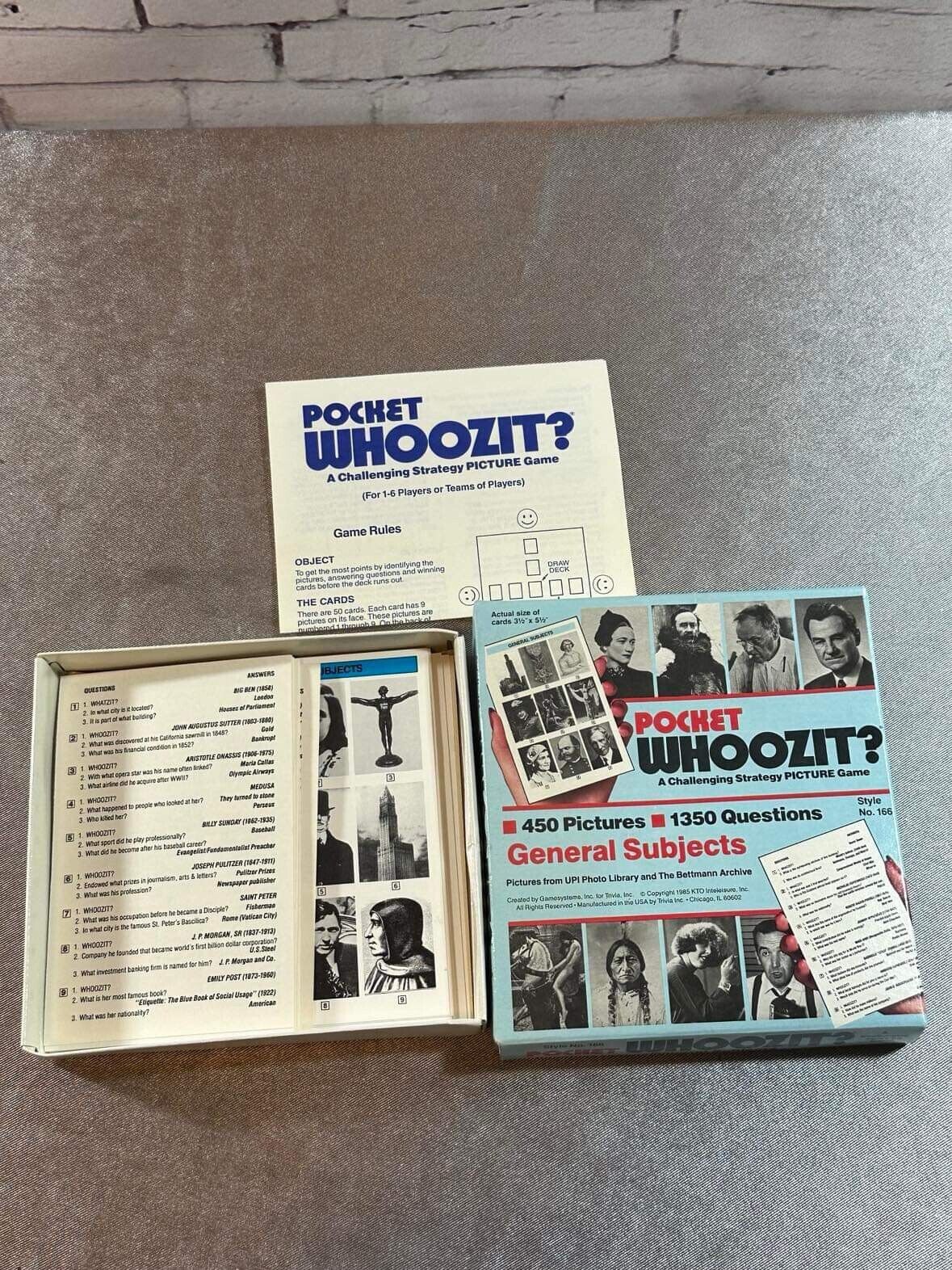 Pocket Whoozit? Vintage 1985 Challenging Strategy Card Game VGM