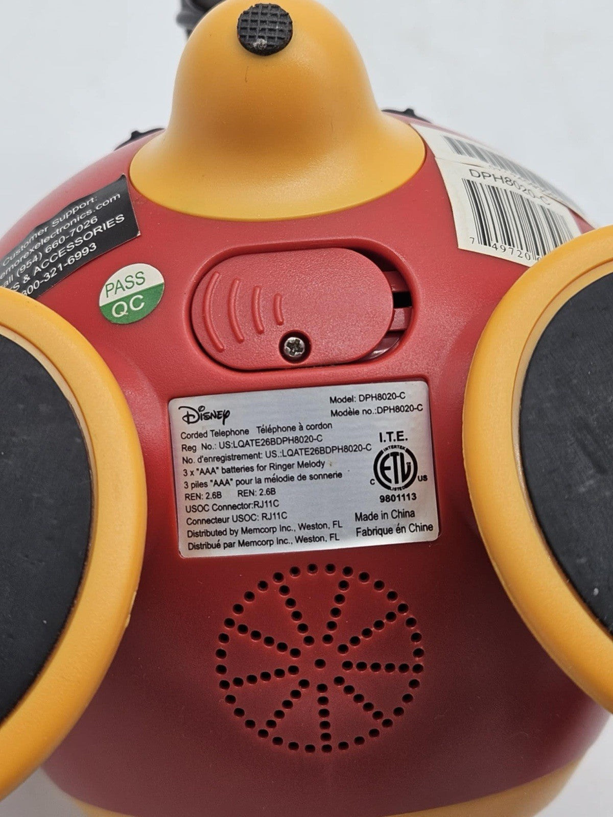 Vintage Disney Mickey Mouse Telephone Illuminated Ringer Phone Working