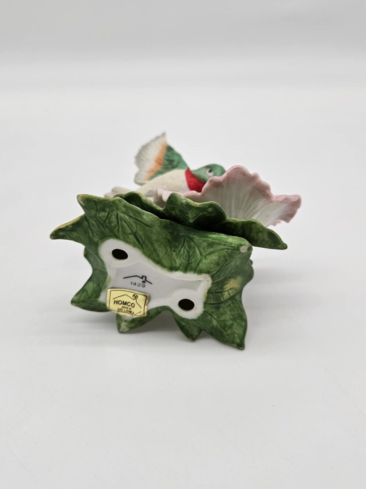 3 Vintage porcelain Homeco Hummingbird on Hibiscus Flower Figurines 1429