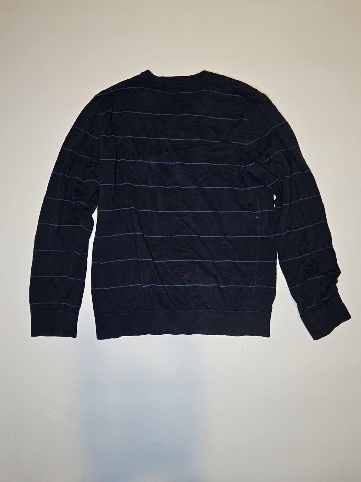Old Navy Sweater Mens Large Blue Striped Pullover Long Sleeve V Neck
