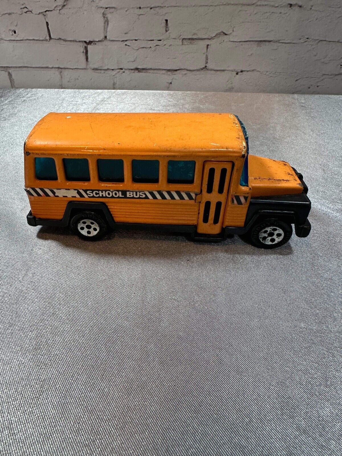 1980 Buddy L Corp Pressed Steel School Bus Black/White Stripes Wheels 6.5 003