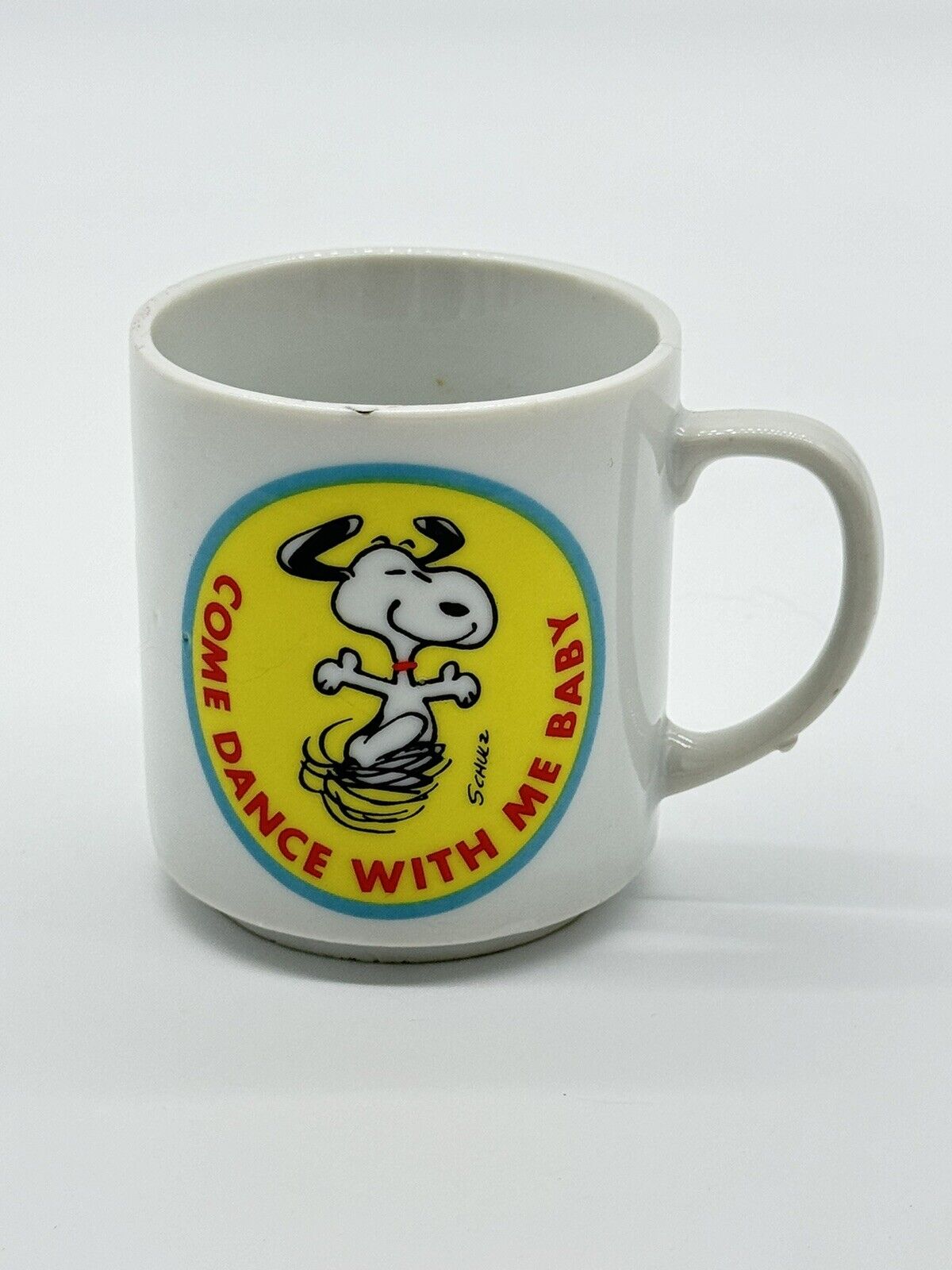 Vintage RARE 1958 SNOOPY Schultz Peanuts “Come Dance with Me Baby” Mug Cup