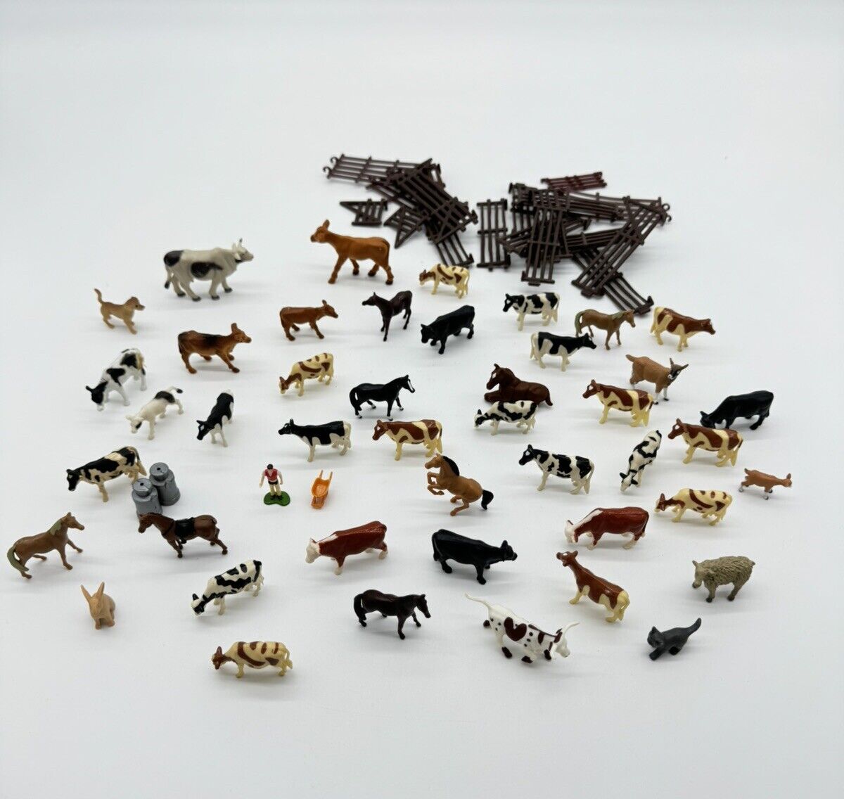 Vintage Mixed Variety of Barnyard Farm Animals (50+) W/ Fencing