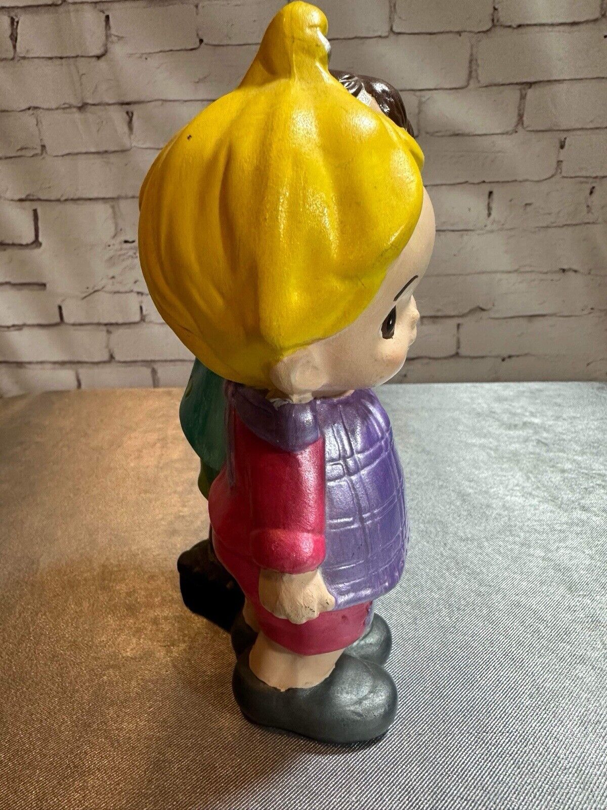 Vintage Japan Girl Boy Figurine Barber Haircut Porcelain 5.5" Tall Big Eyes VFG