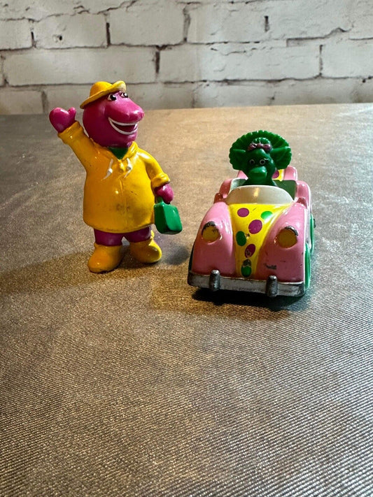 BARNEY in Raincoat 3" and Baby Bob PVC Toy VTY