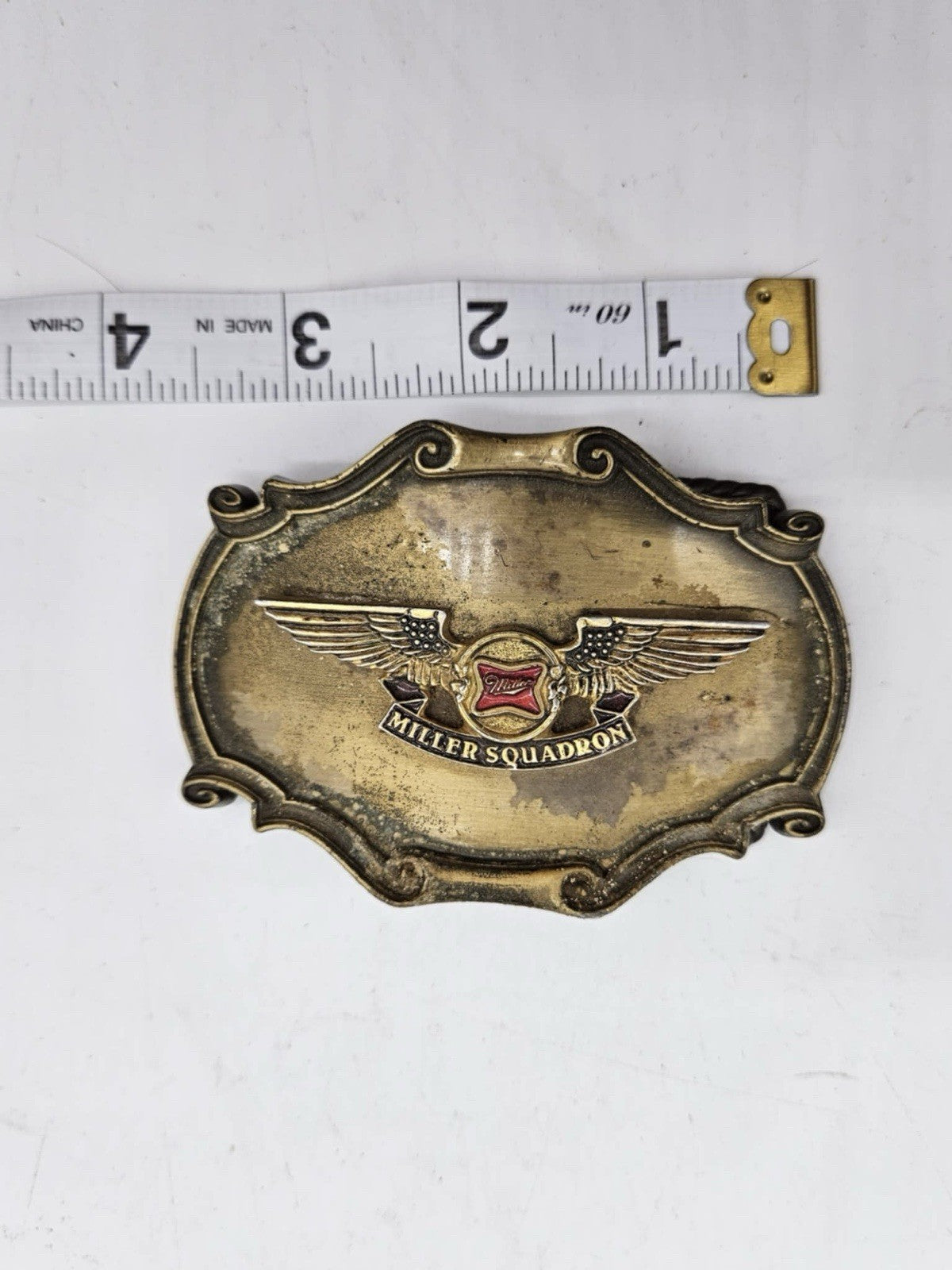 VTG Collectible Belt Buckle - Miller High Life Miller Squadron Beer RARE