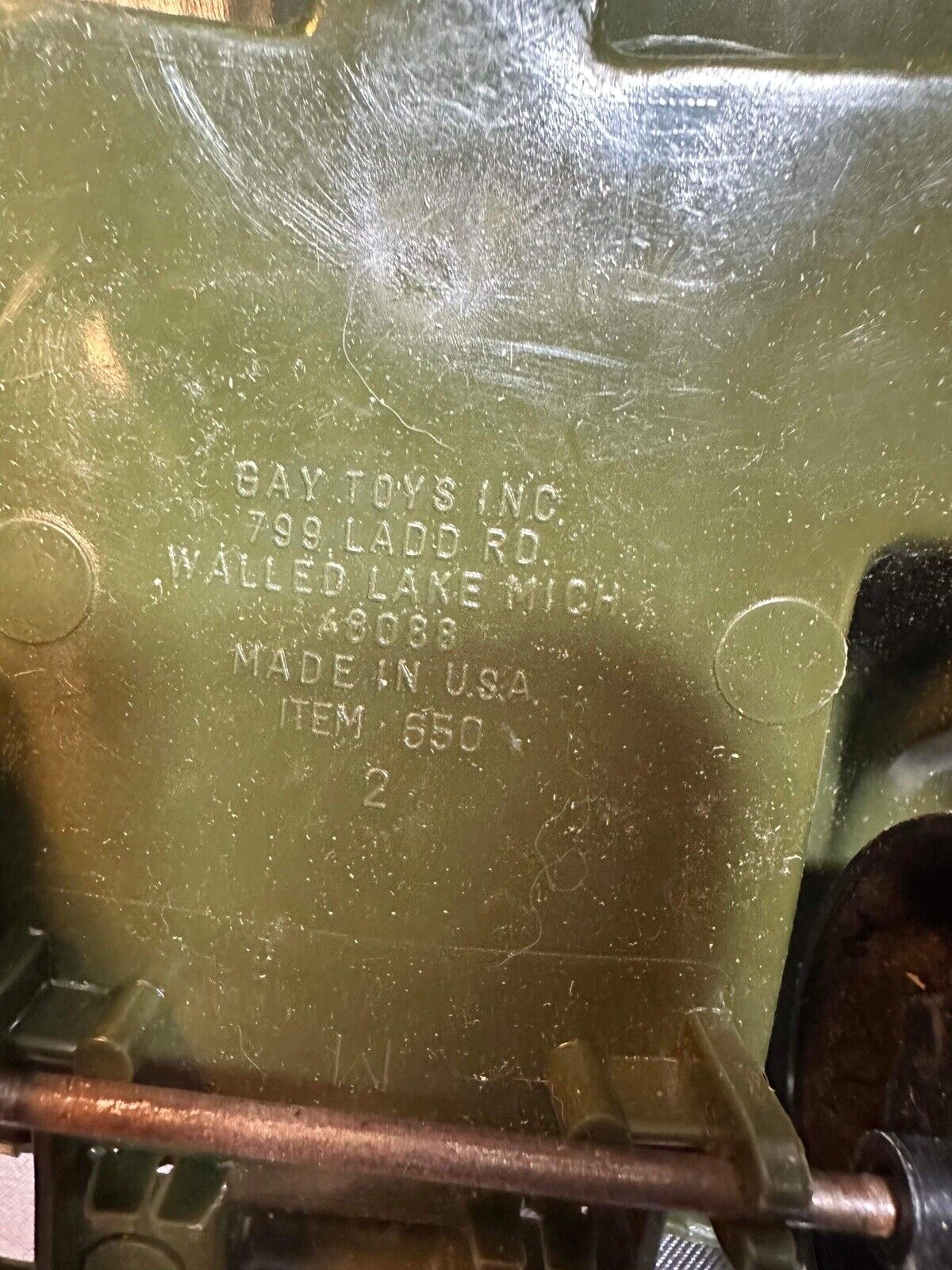 1980's Vintage GAY TOY INC. US Army J eep #650 Plastic 9" Length W/ Driver VTY