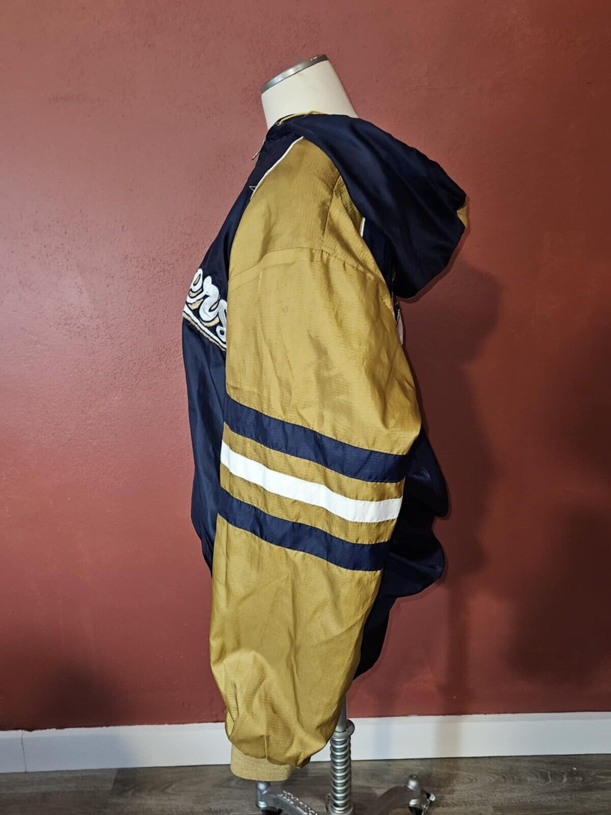 Vtg Milwaukee Brewers MLB Baseball Hooded 1/4 Zip Wind Breaker Style Mens M