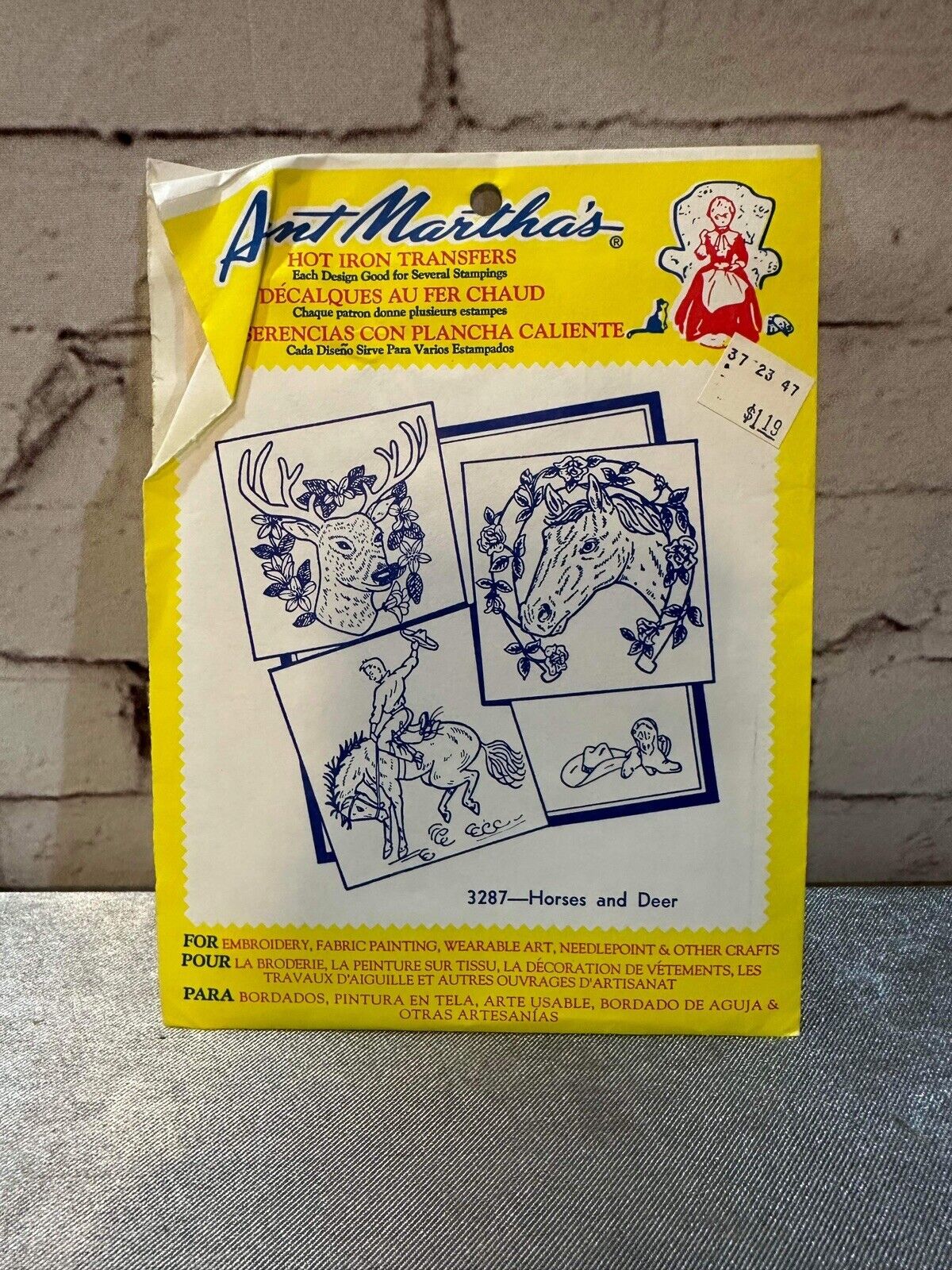 Aunt Martha's #3287 HORSE & DEER Embroidery Transfer Pattern Unopened TNO QCC