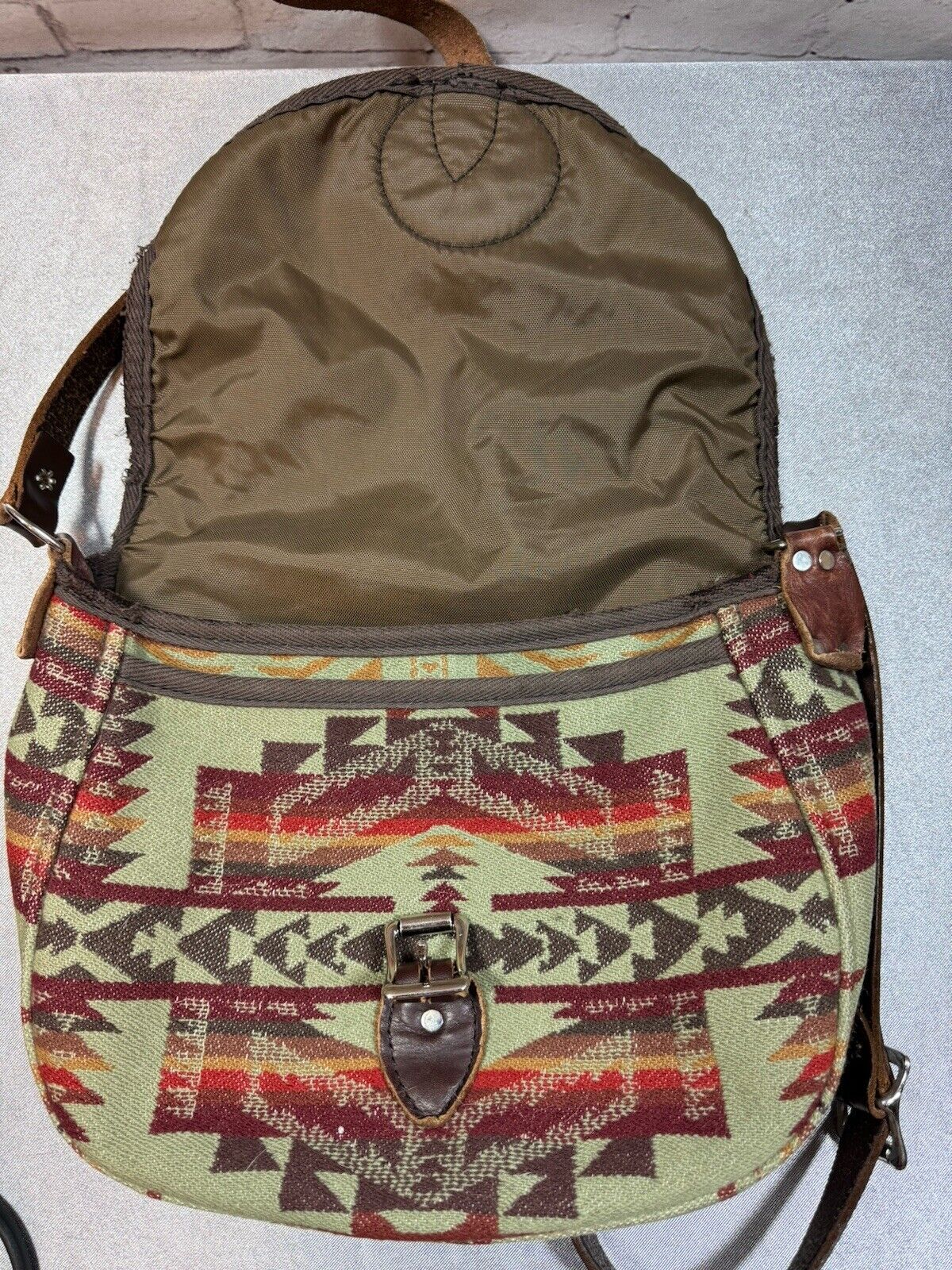Deluth Pack Wool Aztec Patterned Bag W/ Genuine Leather - PERFECT cond. WCLTH