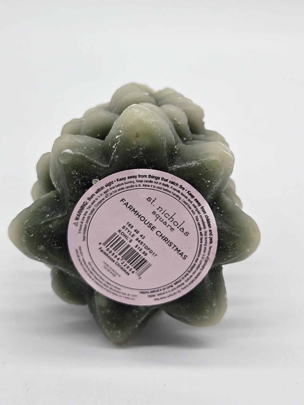 Saint Nicholas Square Christmas Green Christmas Tree CANDLE - Sparkled NEW