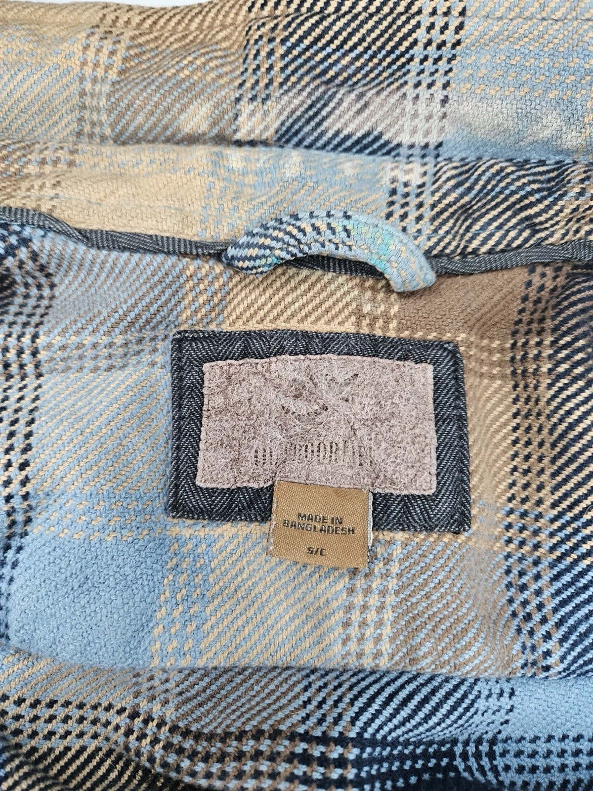 Men’s Vintage Heavy Plaid Flannel Button Down Shirt Brown/Blue Long Sleeve Sz S