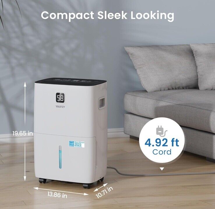 Yaufey 80 Pints Energy Star Dehumidifier for Basement, Home and Room up to 5000