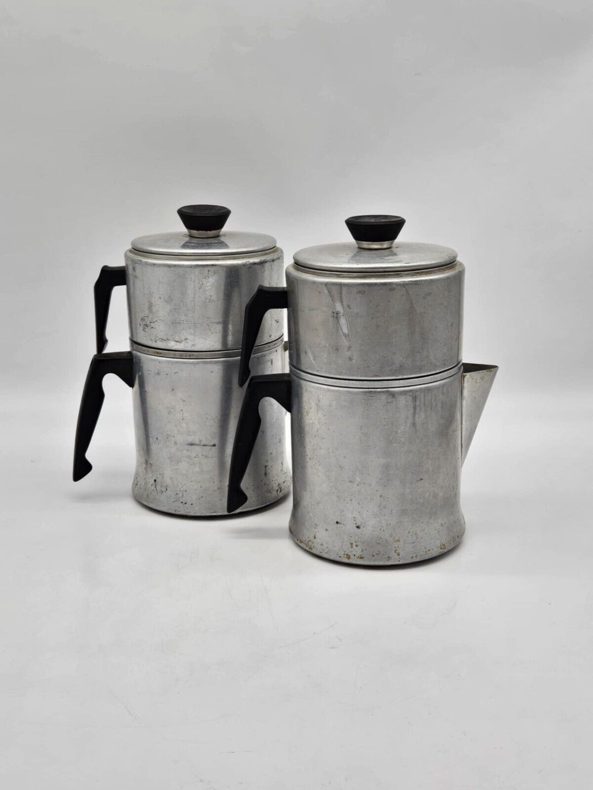 2 Vintage Aluminum Mirro Drip Pot Coffee Makers Percolator 9 Cup Camping M0829