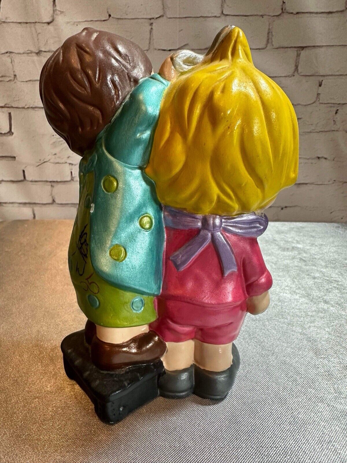 Vintage Japan Girl Boy Figurine Barber Haircut Porcelain 5.5" Tall Big Eyes VFG