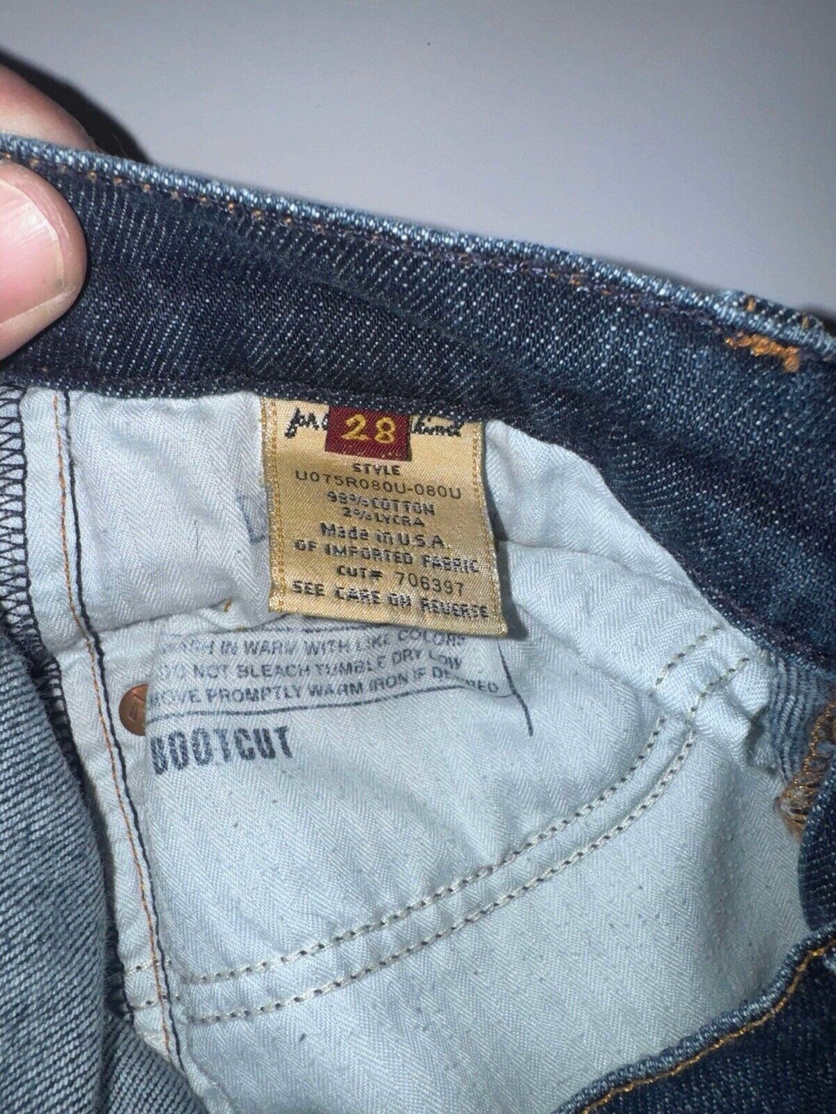 7 FOR ALL MANKIND Low-Rise Light Blue Wash Denim Bootcut Jeans Bottoms (Sz 28)