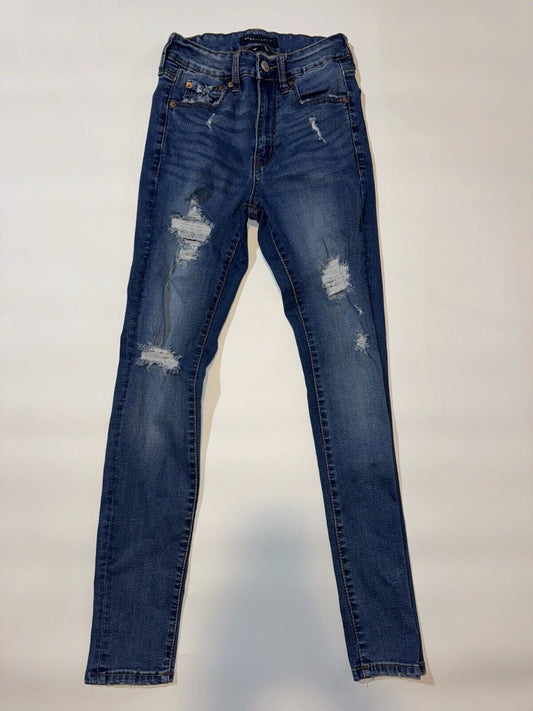 Aeropostale Women's Sz 4R Distressed High Waisted Ankle Jegging Jeans Stretch